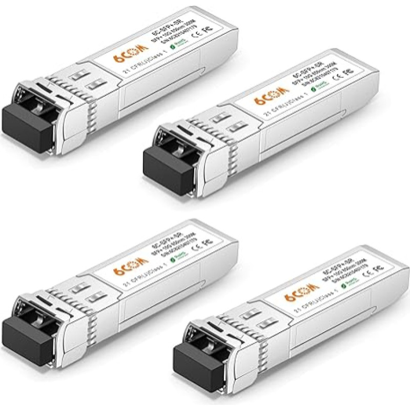6COMGIGA [4 vnt. 10GBase-SR SFP+ siųstuvų, 10G 850 nm LC daugiamodis modulis, iki 300 m, suderinamas su 