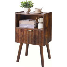Aibiju Bedside Table, Modern Bedside Cabinet with Drawer, Mid-Century Bedside Tables with Open Shelf, 2-Tier Bedside Table for Bedroom, Rustic Brown YD-TM061H