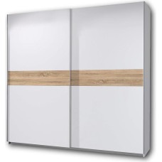 Puls Elegant Wardrobe with Lots of Storage Space - Versatile Sliding Door Wardrobe in White, Sonoma Oak - 215 x 210 x 58 cm (W x H x D)