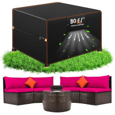 BOLEi Cover Garden Furniture Winterproof Tarpaulin with Ventilation Openings 420D Oxford Fabric Protective Cover Waterproof Rainproof Windproof Protective Cover for Rattan Furniture Balcony Furniture