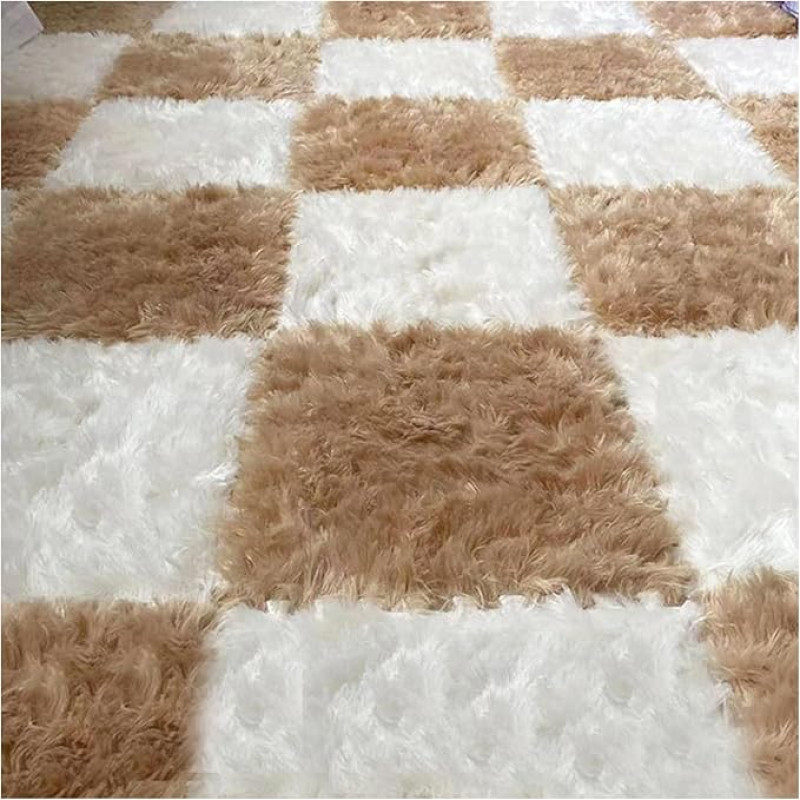 ouxei 10 Stück 12x12 Zoll (30,5 X 30,5 cm) 0,4 Zoll Plüsch-Eva-Schaum-ineinander Greifende Teppichfliesen Für Schlafzimmer(32 Pcs)