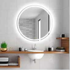 AI-LIGHTING LED Bathroom Mirror with Lighting 50 cm Bathroom Mirror Round Illuminated Anti-Fog Wall Mirror with Lighting with 3 Light Colours Dimmable 3000 K / 4500 K / 6400 K