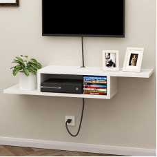 ChooChoo Floating TV Stand Shelf Wall Mount Entertainment Media Console for Living Room Bedroom White