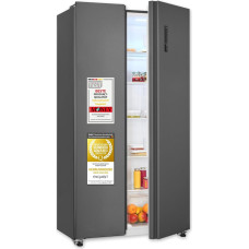 Exquisit SBS546-040E Side-by-Side Fridge with Freezer, 442 Litres, 10 Shelves, No-Frost, LED Display, 91 cm Width, Anthracite