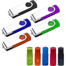 USB atmintinė 32 GB, 5 vnt., WISEORANGE USB 2.0 atmintinė 32 GB, besisukanti, įvairiaspalvė duomenų saugykla, skirta asmeniniam kompiuteriui / nešiojamajam kompiuteriui / automobiliniam radijui / televizoriui