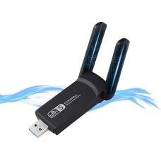 VGE USB WLAN atmintinė 1300Mb/s dviejų dažnių juostų, Wi-Fi adapteris kompiuteriui su USB 3.0, 5,8 GHz/2,4 GHz WLAN atmintinė su 2 x 5 dBi antenomis, suderinama su Windows 11/10/8/7/Vista/XP, Mac OS10.9-10.15, Linux (juoda)