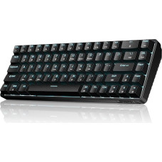 Dierya DK68 60% belaidė žaidimų klaviatūra - 68 klavišai, trigubas režimas (BT5.0/2.4G/USB-C), RGB apšvietimas, 3000 mAh baterija, mėlynas jungiklis, skirta žaidimams ir biurui, juoda