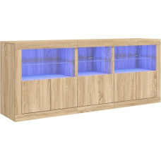 vidaXL šoninė spinta, komoda su daugybe stalčių, aukštų stalčių spintelė su LED lemputėmis, šoninė spinta, šoninė spintelė, stovinti spintelė, moderni, Sonoma ąžuolas