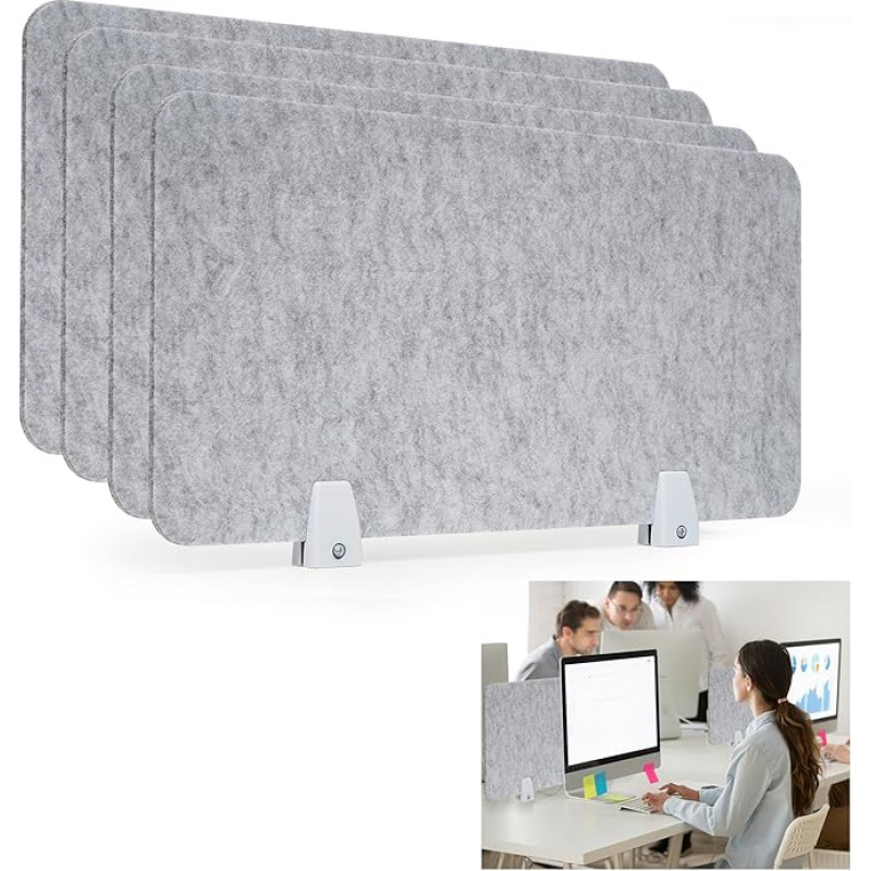 jxgzyy 4 x rašomojo stalo dalikliai Akustinės rašomojo stalo plokštės 60x30cm Neapdorotos užspaudžiamos akustinės pertvaros mažina triukšmą ir vizualinį išsiblaškymą namų biure bibliotekoje klasėje