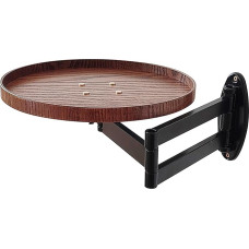 Runder Klapptisch zur Wandmontage, um 180° drehbarer Schreibtisch, platzsparender schwebender Couchtisch, ausklappbarer Nachttisch, Home-Office- und Barregal (Walnuss-Finish)
