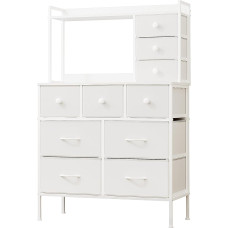Mintnook Weiße Kommode für Schlafzimmer, 10 Schubladen, Kommode mit großem Fassungsvermögen, 80 cm breiter Schminktisch, Mehrzweck-Kommode aus Stoff, Aufbewahrungs-Organizer-Einheit, 80 x 35 x 120,5