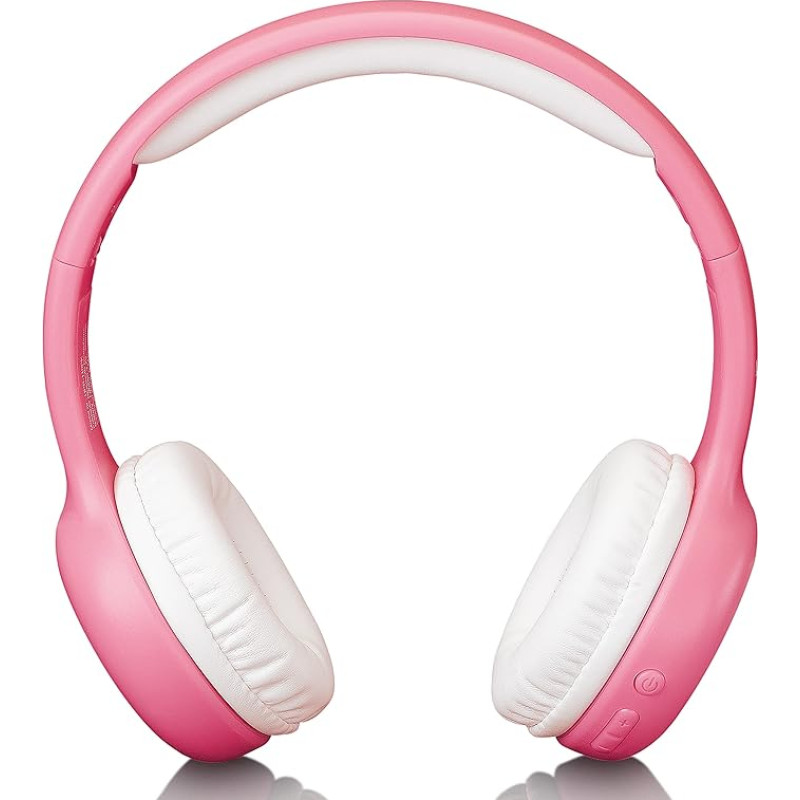 Lenco HPB-110 Children's Bluetooth Headphones Bluetooth 5.0-85 db, 250 mAh Hands-Free Function Micro USB Foldable with Stickers Pink Plain