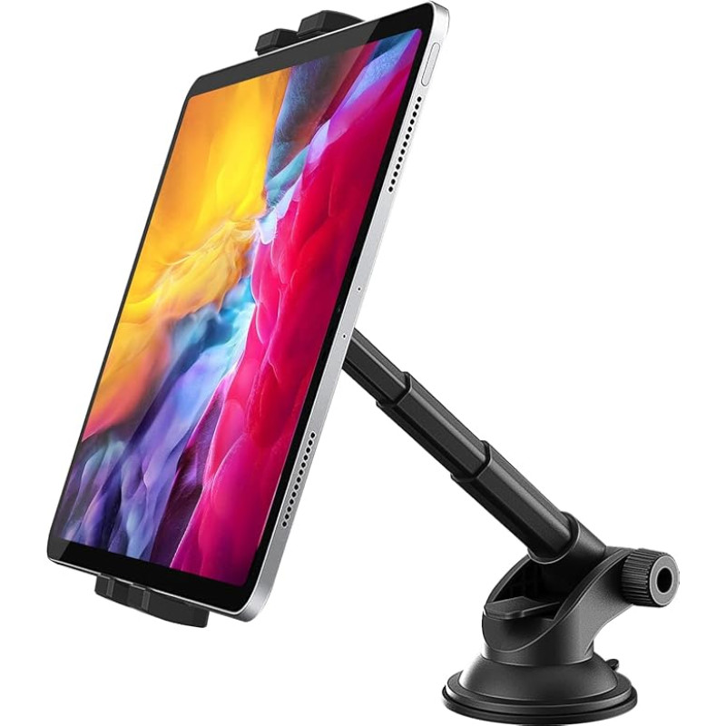 Tablet Holder Car Dashboard, woleyi Car Tablet Mobile Phone Holder with Suction Cup Telescopic Tube for iPad Pro 9.7, 10.5, 11 / Air Mini 5 4 3 2, Galaxy Tabs, iPhone Series 4-11 Inch Mobile Phones