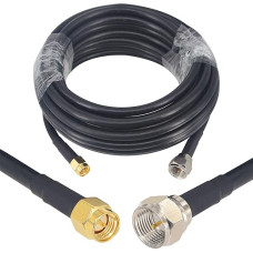 BOOBRIE 5 m TV Aerial Cable Braid SMA Male to F-Connector RG58 Extension Cable Coaxial Connector RF for Sky TV Digital Video Blank Scanner Radio