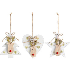 WeRChristmas Pack of 6 Neutral Hanging Christmas Decorations - 1cm