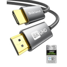 Silkland 8K HDMI 2.1 Cable, HDMI eARC Cable for Soundbar 48Gbps, PS5 HDMI Cable 4K@120Hz, 2K @ 240Hz/144Hz, 8K @ 60Hz, Dynamic HDR, Dolby Atmos, HDCP 2.2/2.3 for Fire TV, HDTV, Xbox Series X/S, 5 m