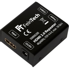 FeinTech VMR00200 HDMI 2.0 Repeater Signal-Verstärker (UHD 4K 60 Hz, HDR) 50 m Reichweite HDCP 2.2 schwarz