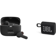 JBL Tune 230 NC TWS Waterproof True Wireless In-Ear Headphones with Noise Cancelling in Black - With Up to 40 Hours of Music Playback & GO 3 Small Bluetooth Box in Black