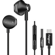 USB C Headphones, FASGEAR In-Ear Headphones with Microphone, Deep Bass, HiFi DAC Headset, Compatible with Galaxy S21 Ultra/S20/Note 10, iPad Pro 2020, Type C Earphones for Oneplus 8 Pro 7T (Black) )