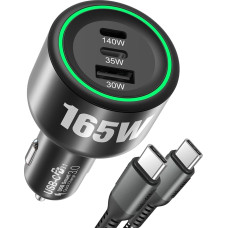 GKEAPZA 165 W Car Charger USB C PD QC 5.0 with USB Cable Type C Charger Cigarette Lighter USB C 100 W 30 W Compatible with iPhone 15 Plus Pro Max 14 13 Galaxy S23 Ultra Steam Deck MacBook Pro