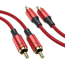 MOSWAG Stereo RCA Cable, RCA Male to RCA Male, Stereo Auxiliary Audio Cable, 10m Subwoofer Cable, 24K Gold Plated Braided Nylon for Home Theater, Audio, HDTV, Car Radio, Speaker