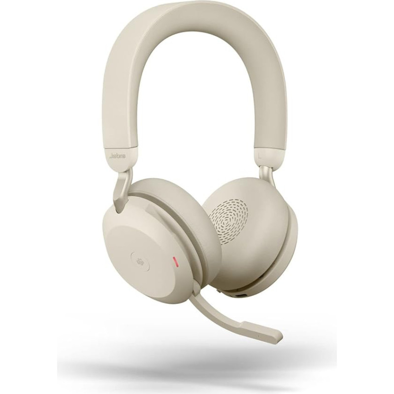 Jabra Evolve2 75 Wireless PC Headset with 8 Microphone Technology - Dual Foam Stereo Headphones with Modern Active Noise Cancellation, USB-A Bluetooth Adapter and MS Teams Compatibility - Beige