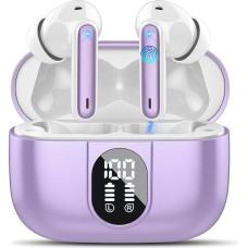 Csasan Bluetooth Headphones, Wireless Bluetooth 5.3, In-Ear Headphones with 4 Mics, 2024 ENC Noise Cancelling Earbuds, 40 Hours Immersive Deep Bass Earbuds, IP7 Waterproof Earphones, Purple