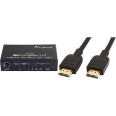 FeinTech VSP01202 HDMI 2.0 Splitter 1x2 with 4K HDR Down-Scaler Audio EDID Black & Amazon Basics High Speed HDMI Cable 2.0, Ethernet, 3D, 4K Video Playback and ARC, Ultra HD, 0.91 m