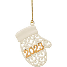 LENOX 2023 A Year to Remember Mitten Ornament, 1.41, Ivory