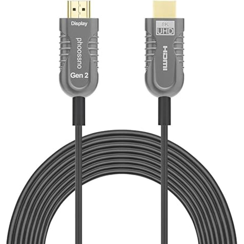 phoossno Gen 2 Certified 8K Fibre Optic HDMI 2.1 Cable Ultra High Speed HDMI Cable 48Gbps 25ft 7.5m HDR eARC HDCP2.2 2.3 Supports 4K 120Hz 8K60Hz Compatible with PS5 Xbox RTX3080/3090/LG C9/B9