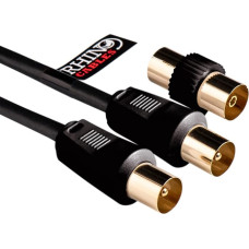 Coaxial Cable Male to Male with Female Adaptor with gold flashed contacts 15 m Black