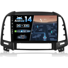 JOYX Android 12 Car Radio Suitable for Hyundai Santa FE (2006-2012) - [2G + 32G] - Rear View Camera Free - 2 DIN - 9 Inch 2.5D - Supports DAB Steering Wheel Control 4G WiFi BT5.0 Carplay Android Car