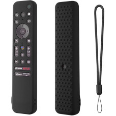 Silicone Case for Sony RMF-TX800U RMF-TX900U Voice Remote Contorl 2022 Non-Slip Shockproof Silicone Case with Lanyard for Sony 4K Ultra HD TV X80K X90K X95K Series TV Remote (Black)