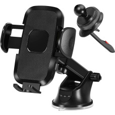 Hoppac Car Phone Mount, 3 in 1 Universal Car Phone Holder for Windshield/Dashboard/Air Vent, Strong Suction Cup Phone Holder for Car, Cell Phone, Car, Hands-Free