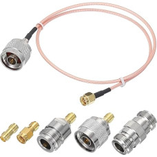 sourcing map RG316 4m Orange SMA Male to N Male Coaxial Cable with Adapter Low Loss RF Coaxial Cable - 1 Pack