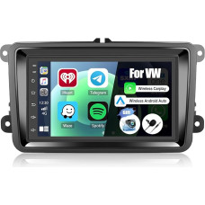 CAMECHO Android 13 Car Radio for VW Golf 5 Golf 6 Polo Skoda with Navi Carplay Android Car, Double DIN 7 Inch Car Radio Touch Display with Bluetooth HiFi FM/RDS WiFi SWC + Reversing Camera