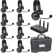 Came-TV 9-Pack Wireless Waero Intercom Headset Full Duplex Intercom Communication System Distance up to 1200 Feet with Microphone ENR Noise Cancelling and Mute Function