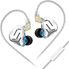 KZ Zax In-Ear Headphones, 16 Units, HiFi Noise Reduction, Hybrid Controlled IEM Headphones, Zinc Alloy Earbuds with Detachable Silver Plated Upgrade Cable (Zax Silver, with Microphone)