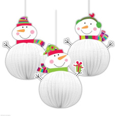 Amscan 20.3 cm 3-Piece Joyful Snowman 3D Hanging Decorations