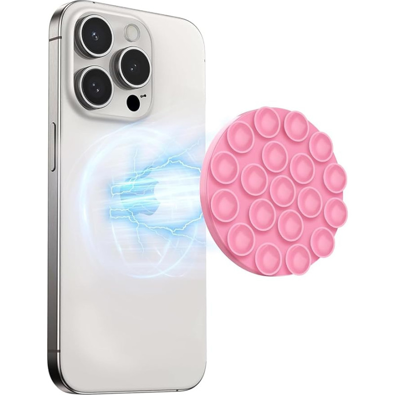 Magnetic Suction Cup Mobile Phone Case Holder, for Mirror, Glass, No Rough Surface, Silicone Magnetic Suction Cup Mobile Phone Holder Compatible with iPhone 16 15 14 13 12 Series, for TikTok Creators,