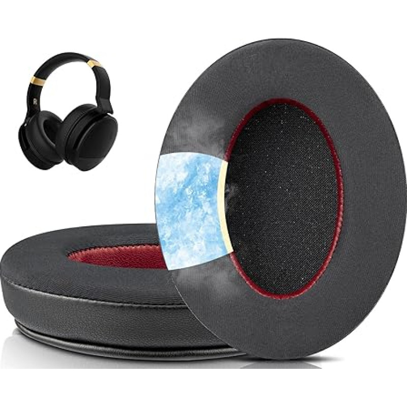 SOULWIT Cooling Gel Replacement Ear Pads for Cowin E8 Headphones Ear Pads with Ice Silk Fabric Noise Isolating Foam