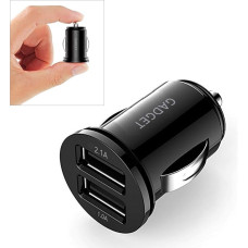 2.1A 10W USB Car Charger with Dual Compact for iPhone 11 Pro Max XR XS X 8 7 6S 6 Plus SE 5 5C Samsung Galaxy S10 S9 Note 10 9 LG G8 G7 HTC Google Pixel Huawei Xperia Black