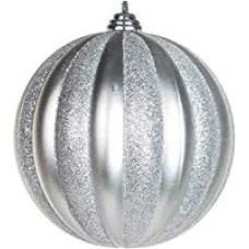 EUROCINSA Ref.28532 Box of 3 Hanging Baubles in Matt and Shiny PVC Silver 10 cm Diameter 10 cm