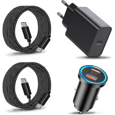 45W Charger USB C + 63W Cigarette Lighter Car Charger and Cable for Samsung Galaxy S24/S24 Plus/S24 Ultra/S22 S23 FE, A55 A25 A35 A05S A54 A53 A15 A33 A34 5G, Z Fold 4 5 iPhone 1 5G Pro Max