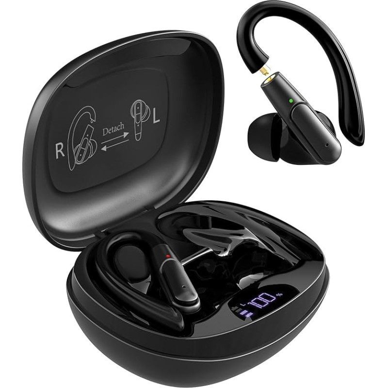 APEKX Bluetooth Sports Headphones - Secure Fit for Small Ears, Bluetooth Headphones for iPhone, IPX7 Waterproof, 40 Hours Playback Time, Ideal for Sports and Training (Black)