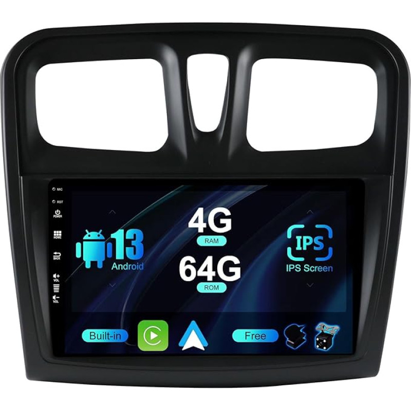 BXLIYER Android 12 IPS Car Radio Suitable for Renault Logan 2/Sandero 2/Symbol (2014-2019) - Built-in Carplay/Android Car/DSP - LED Camera + MIC - 4G + 64G - DAB 360-Camera SWC Fast Boot -2 DIN 9 Inch