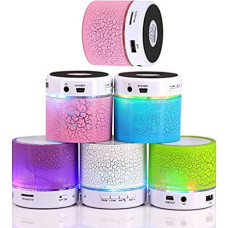 DISOK - Set of 16 Mini Bluetooth Speakers with LED Lighting+Radio/USB Portable Speakers Wedding Communion Party