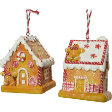 Polyresin Gingerbread House, Assorted Designs, Ideal for Decorating Your Home at Parties. Compact Size of 6.5 x 5 x 7 cm, Perfect for an Adorable Christmas Style