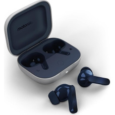 Motorola Moto Buds (Bluetooth 5.3 Earbuds, Hi-Res Sound, Dolby Atmos, Active Noise Cancellation, Wireless Charging, Up to 42 Hours Battery Life, 3-Way Microphone System) Starlight Blue