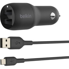 Belkin USB Car Charger, 24W with 2 Ports and Micro USB Cable (Boost Charge Dual Port Car Charger, 2-Port USB Car Charger) Power Bank Car Charger, Kindle Car Charger